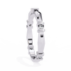 White Gold Round Diamond Bar Link Station Band