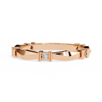 Rose Gold Round Diamond Bar Link Station Band