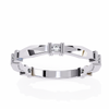 White Gold Round Diamond Bar Link Station Band
