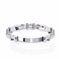 White Gold Round Diamond Bar Link Station Band