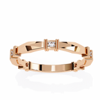Rose Gold Round Diamond Bar Link Station Band