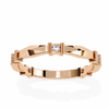 Rose Gold Round Diamond Bar Link Station Band