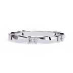 White Gold Round Diamond Bar Link Station Band