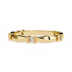 Yellow Gold Round Diamond Bar Link Station Band