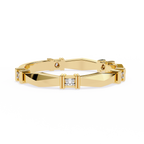 Yellow Gold Round Diamond Bar Link Station Band
