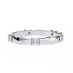 White Gold Round Diamond Bar Link Station Band