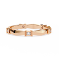 Rose Gold Round Diamond Bar Link Station Band