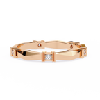 Rose Gold Round Diamond Bar Link Station Band