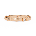 Rose Gold Round Diamond Bar Link Station Band