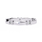 White Gold Round Diamond Bar Link Station Band