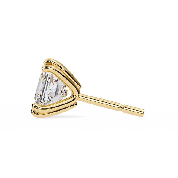 Princess Cut Lab Grown Diamond Rose Gold Stud Earring