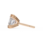Rose Gold Princess-Cut Solitaire Diamond Stud Earrings
