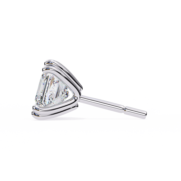 Princess Cut Lab Grown Diamond Rose Gold Stud Earring