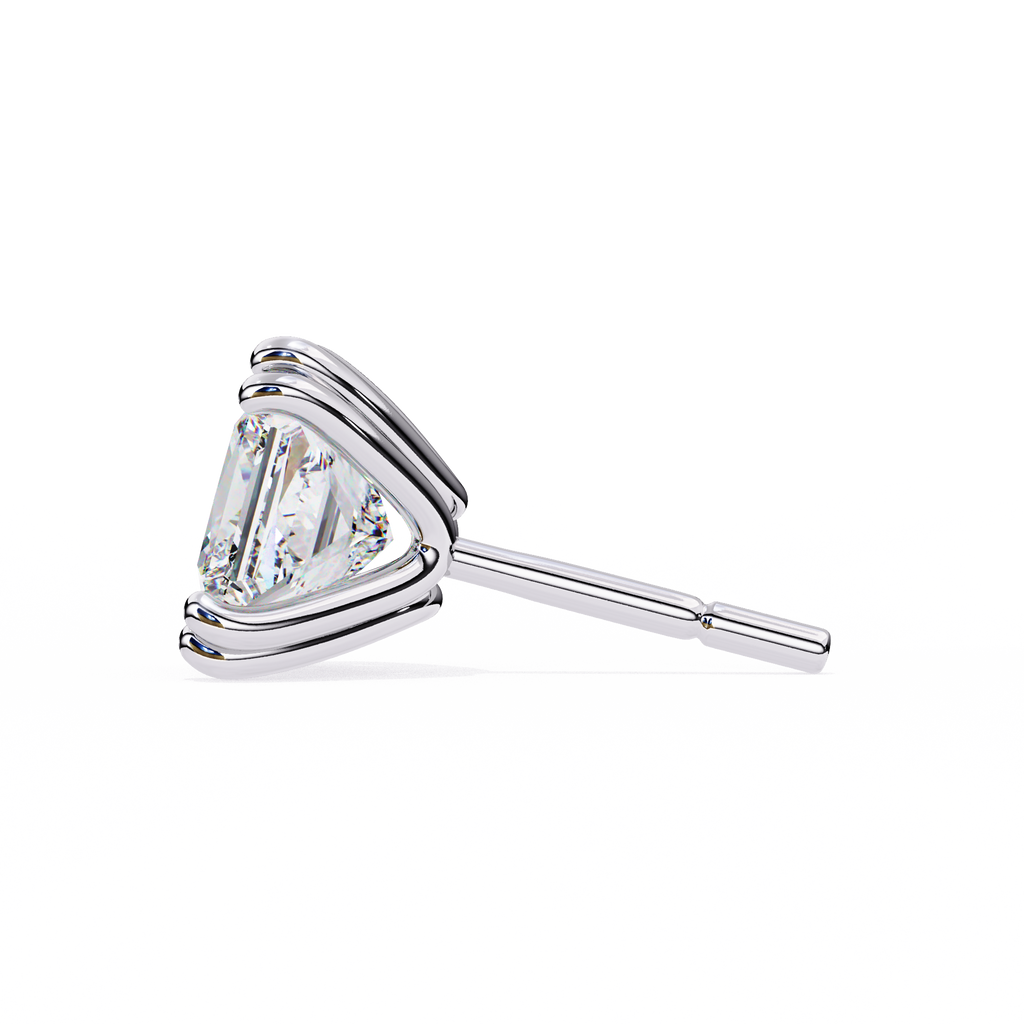 White Gold Princess-Cut Diamond Solitaire Stud Earrings
