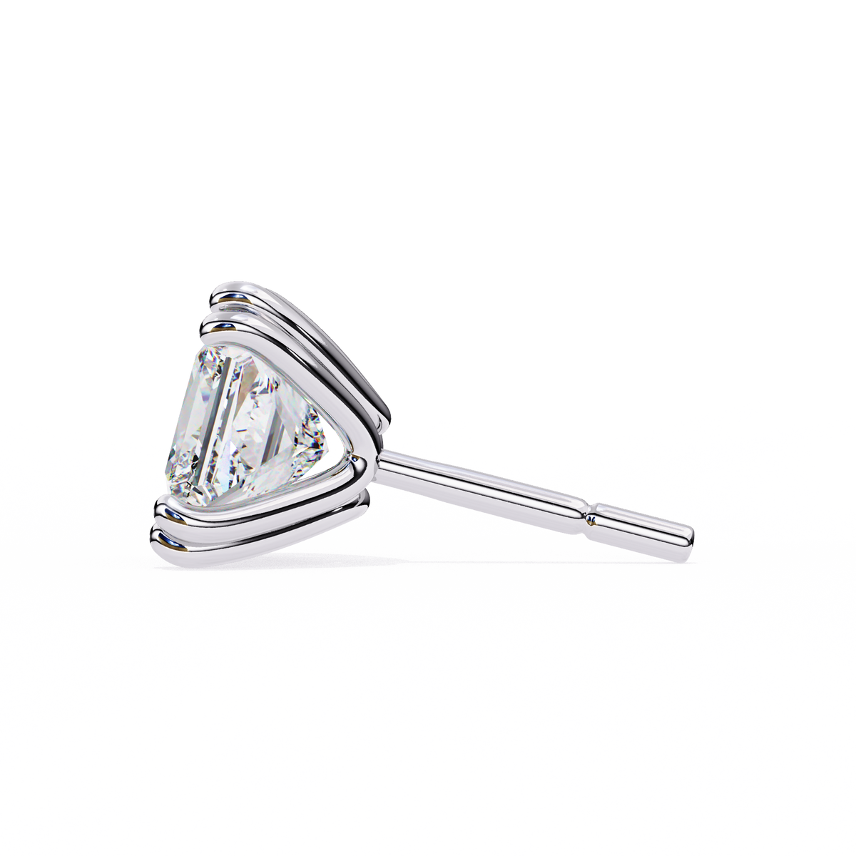 White Gold Princess-Cut Diamond Solitaire Stud Earrings