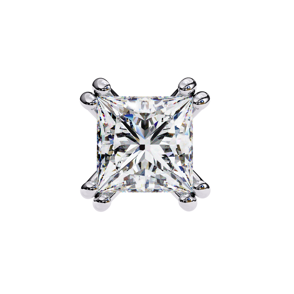 White Gold Princess-Cut Diamond Solitaire Stud Earrings