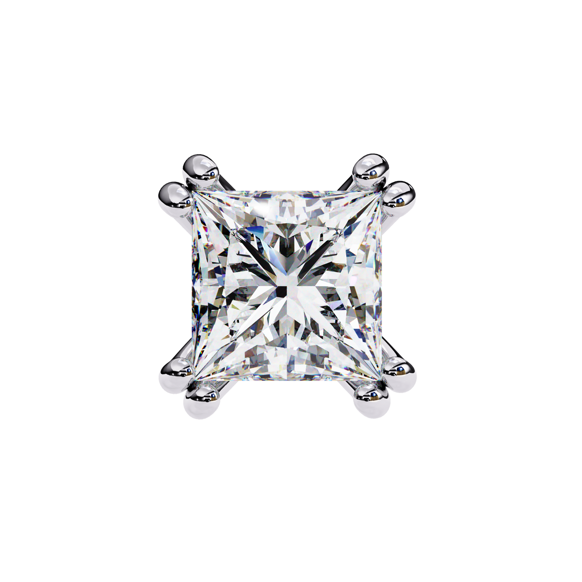 White Gold Princess-Cut Diamond Solitaire Stud Earrings