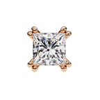 Rose Gold Princess-Cut Solitaire Diamond Stud Earrings