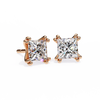Princess Cut Lab Grown Diamond Rose Gold Stud Earring