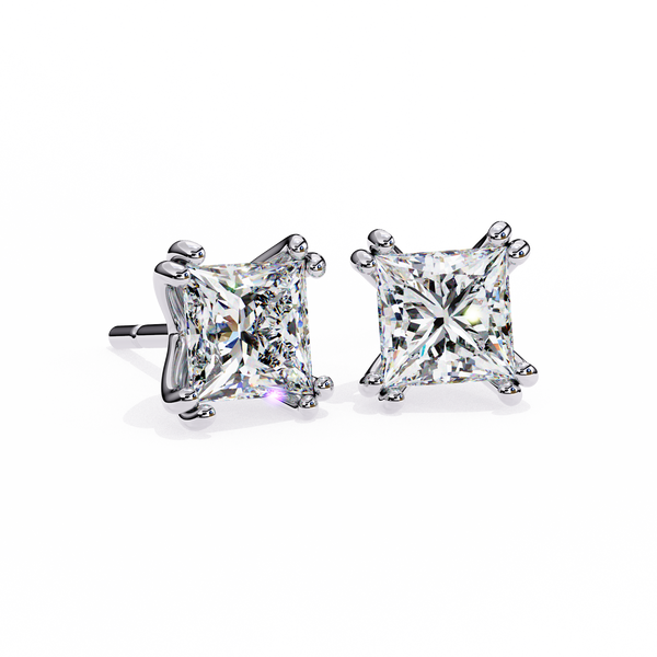 Princess Cut Lab Grown Diamond Rose Gold Stud Earring