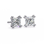 White Gold Princess-Cut Diamond Solitaire Stud Earrings