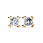 Princess Cut Lab Grown Diamond Rose Gold Stud Earring