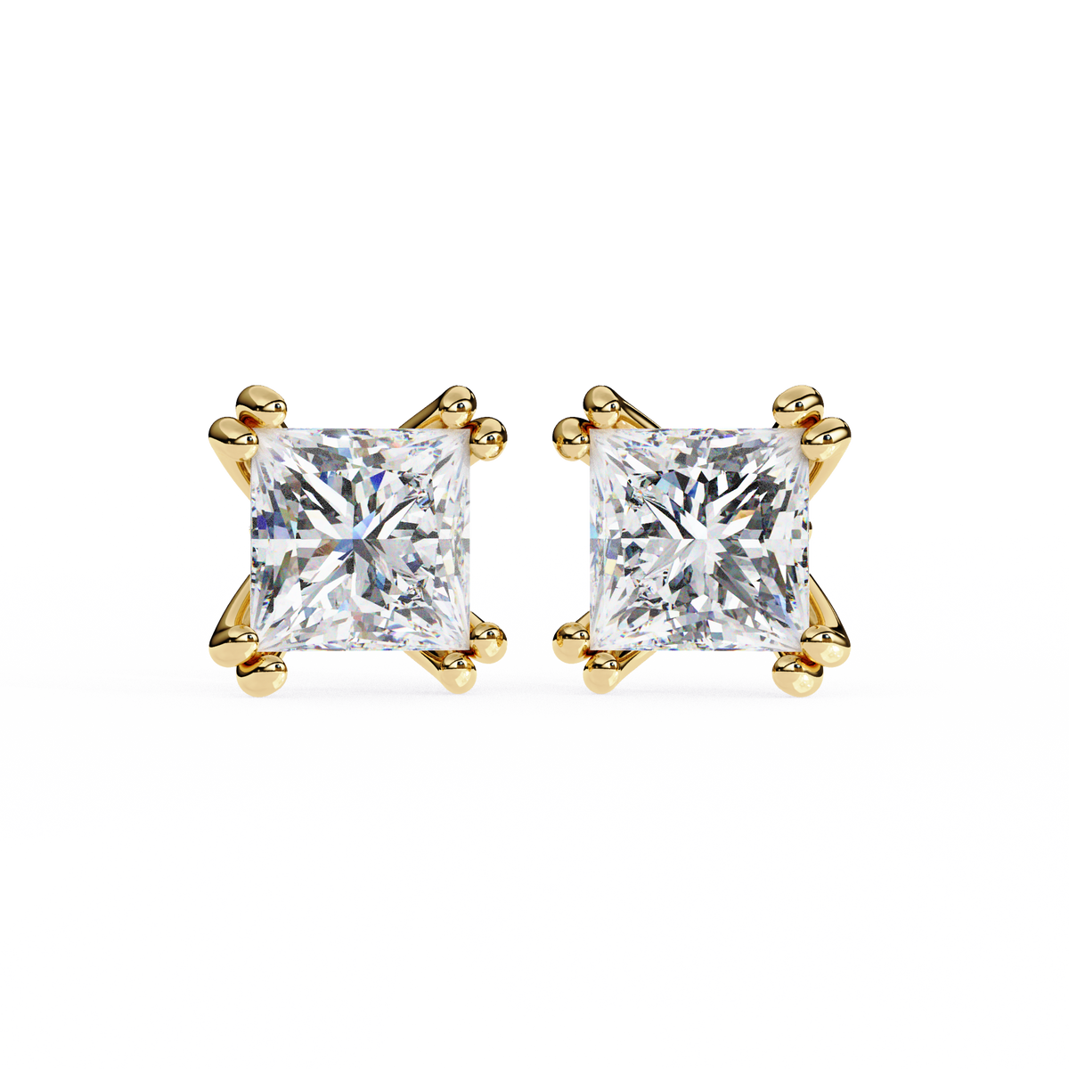 Princess Cut Lab Grown Diamond Rose Gold Stud Earring
