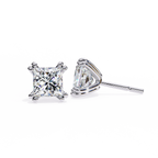 White Gold Princess-Cut Diamond Solitaire Stud Earrings