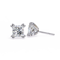 White Gold Princess-Cut Diamond Solitaire Stud Earrings