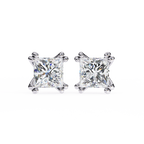 White Gold Princess-Cut Diamond Solitaire Stud Earrings