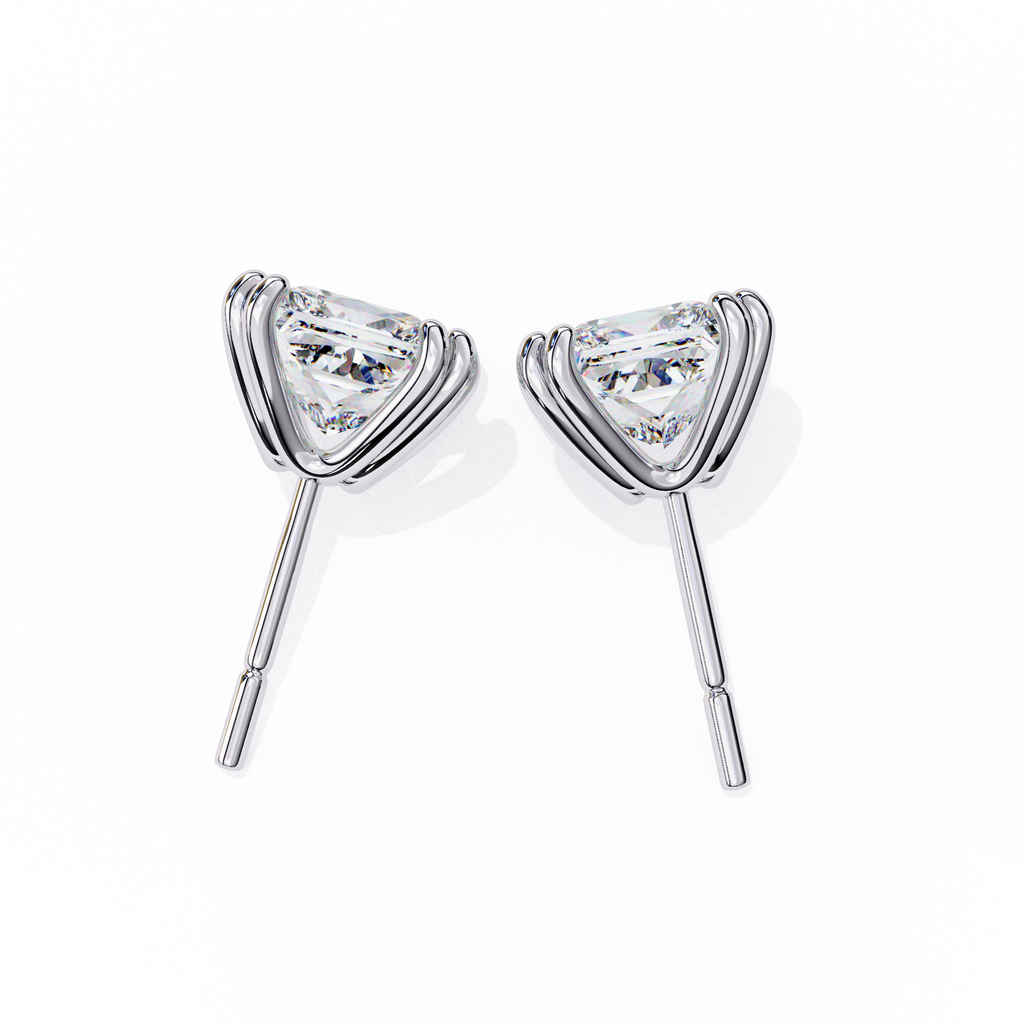 White Gold Princess-Cut Diamond Solitaire Stud Earrings