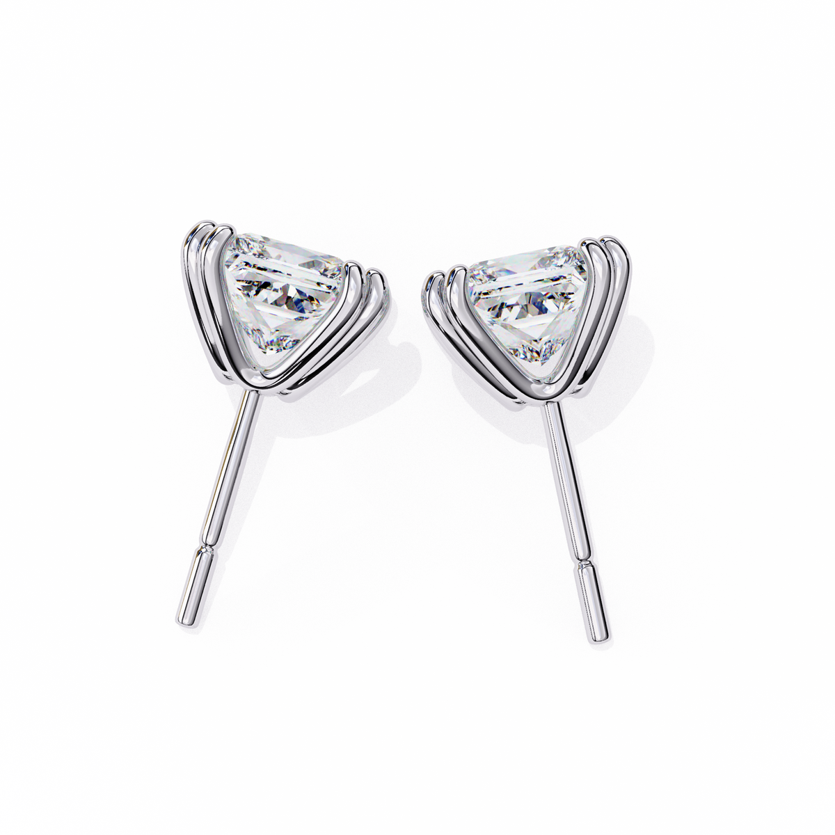 White Gold Princess-Cut Diamond Solitaire Stud Earrings