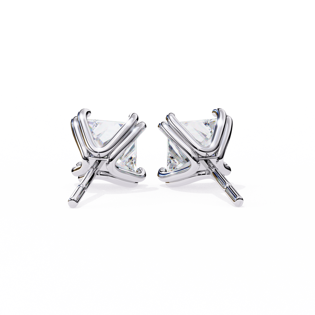 White Gold Princess-Cut Diamond Solitaire Stud Earrings