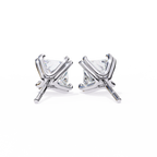 White Gold Princess-Cut Diamond Solitaire Stud Earrings