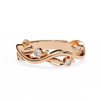 Rose Gold Round Diamond Leaf and Vine Eternity Band