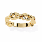 Yellow Gold Round Diamond Leaf and Vine Eternity Band