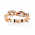 Rose Gold Round Diamond Leaf and Vine Eternity Band