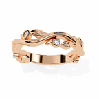 Rose Gold Round Diamond Leaf and Vine Eternity Band