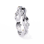 White Gold Round Diamond Leaf and Vine Eternity Band