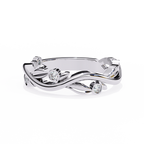 White Gold Round Diamond Leaf and Vine Eternity Band