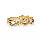 Yellow Gold Round Diamond Leaf and Vine Eternity Band
