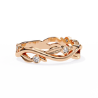 Rose Gold Round Diamond Leaf and Vine Eternity Band