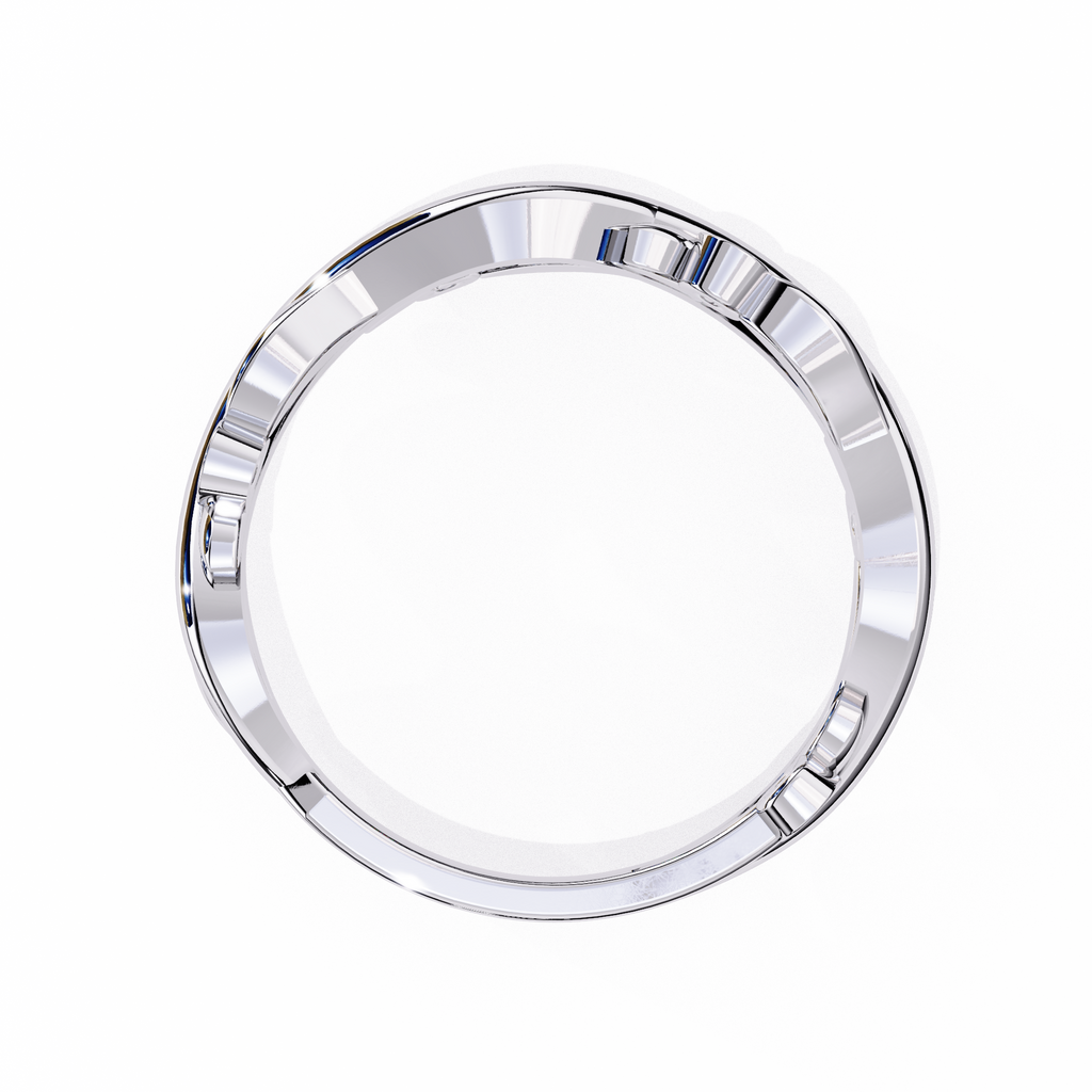 White Gold Round Diamond Leaf and Vine Eternity Band