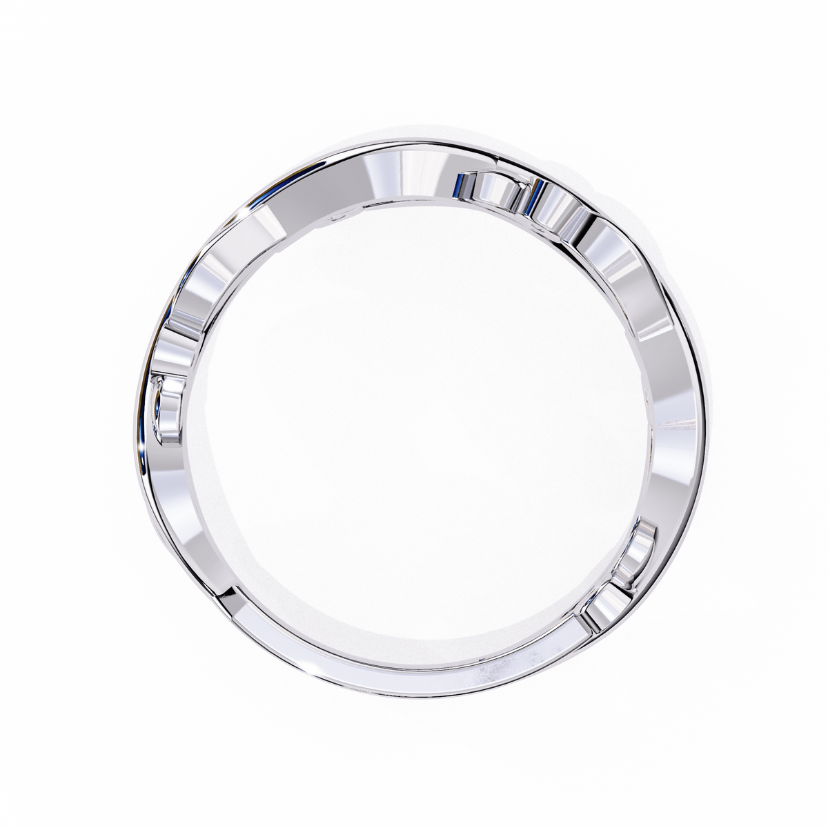 White Gold Round Diamond Leaf and Vine Eternity Band