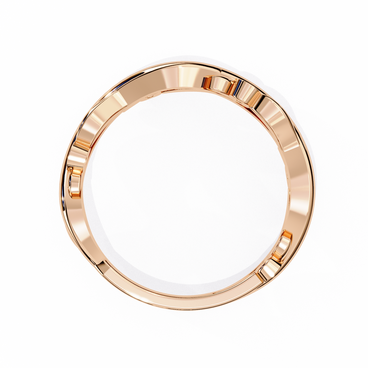 Rose Gold Round Diamond Leaf and Vine Eternity Band