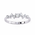 White Gold Round Diamond Scattered Cluster Ring