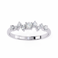 White Gold Round Diamond Scattered Cluster Ring