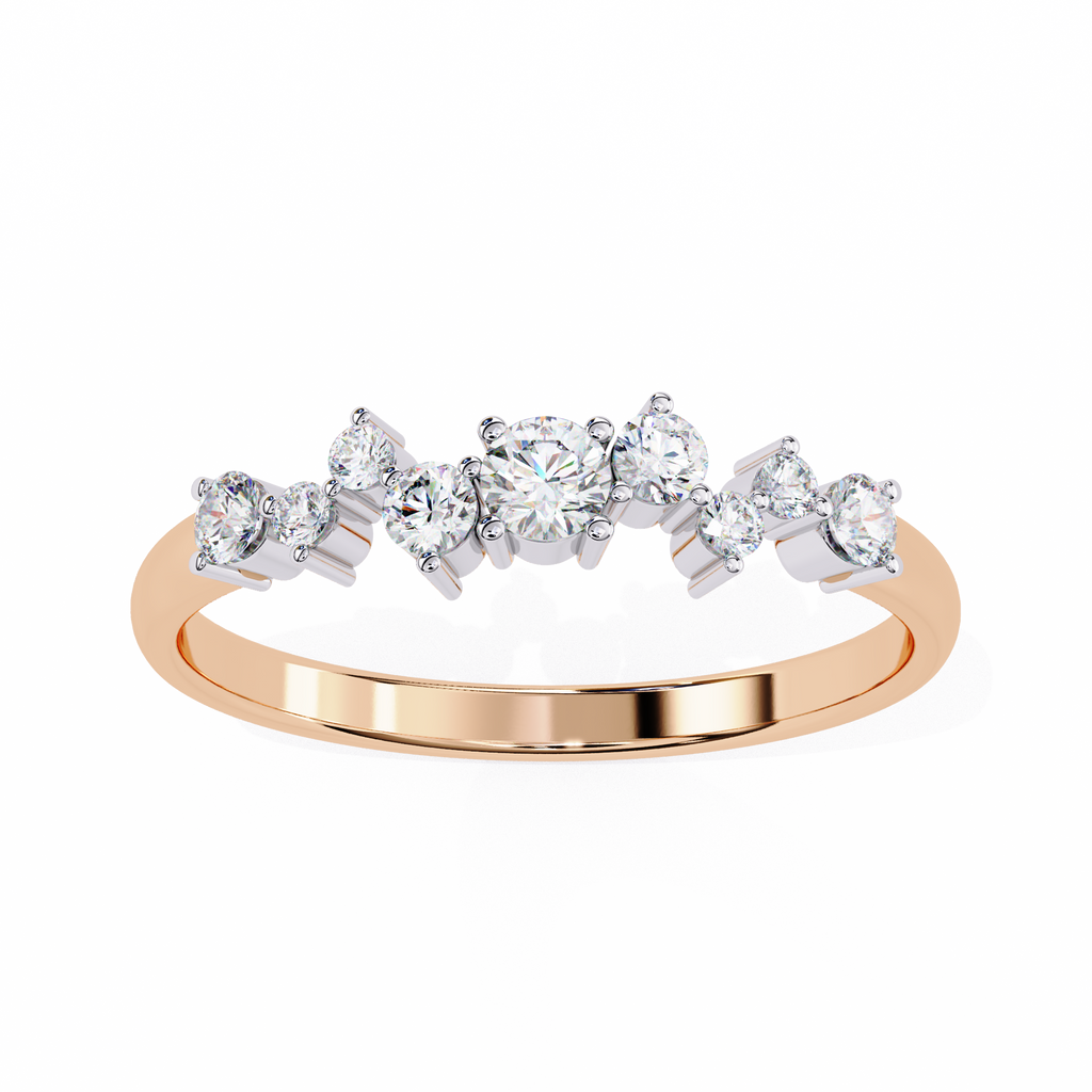 Rose Gold Round Diamond Scattered Cluster Ring