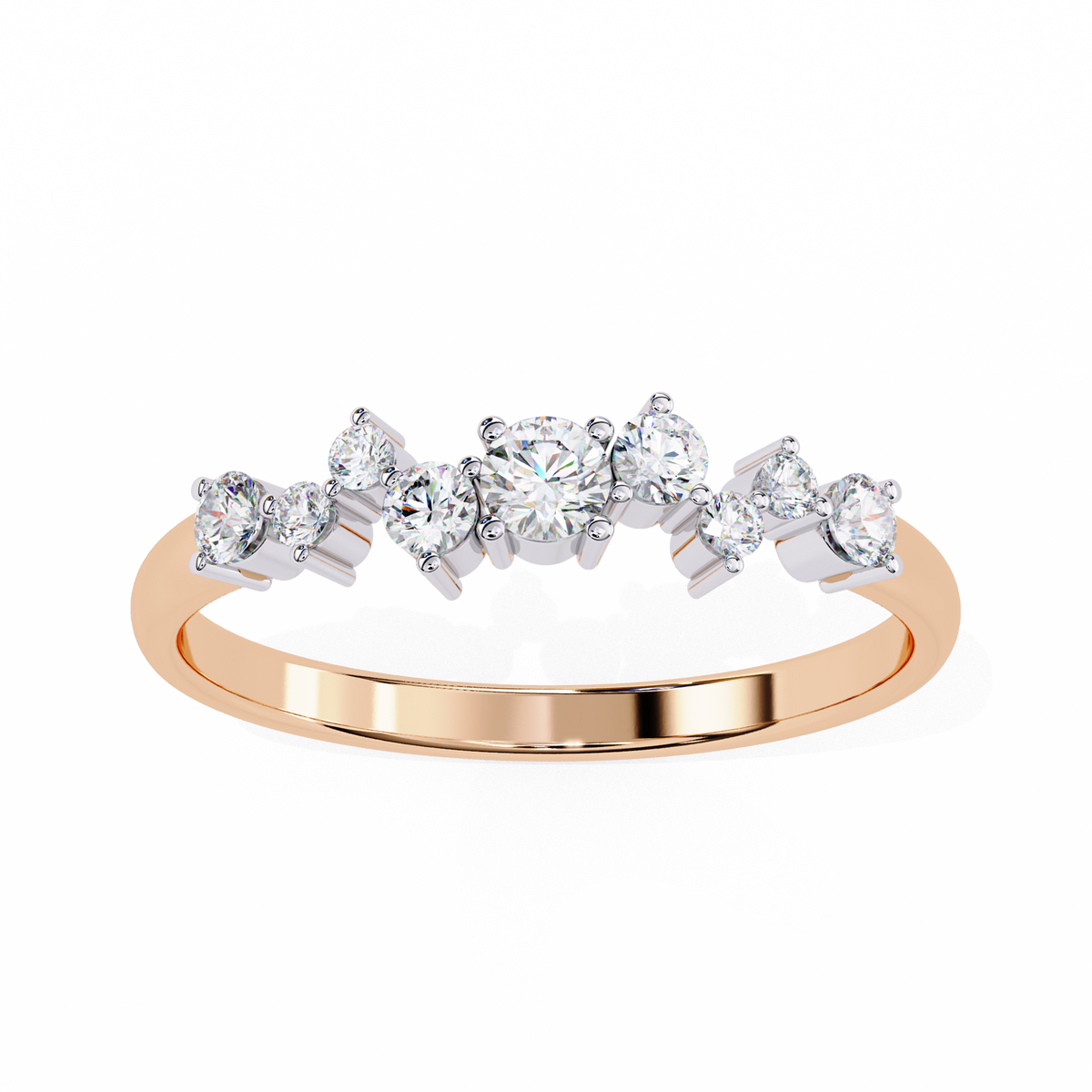 Rose Gold Round Diamond Scattered Cluster Ring