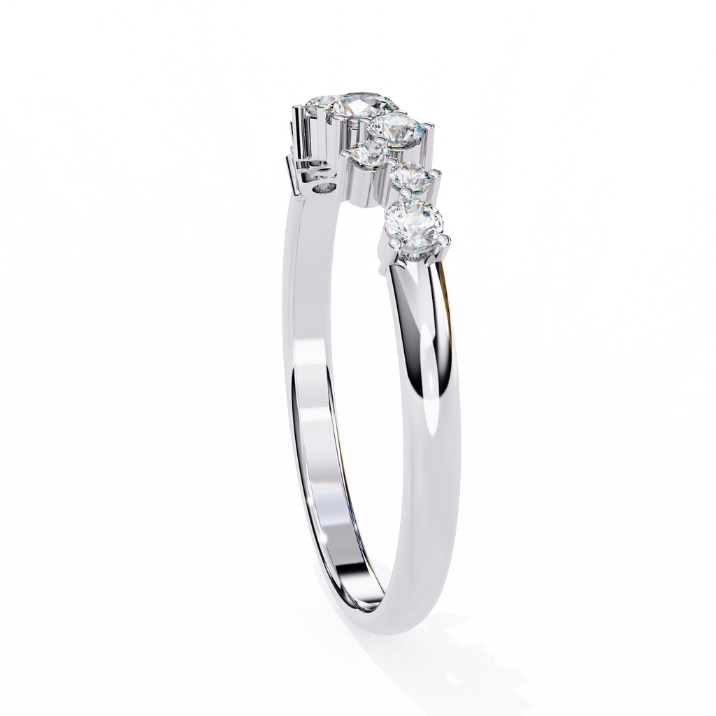 White Gold Round Diamond Scattered Cluster Ring